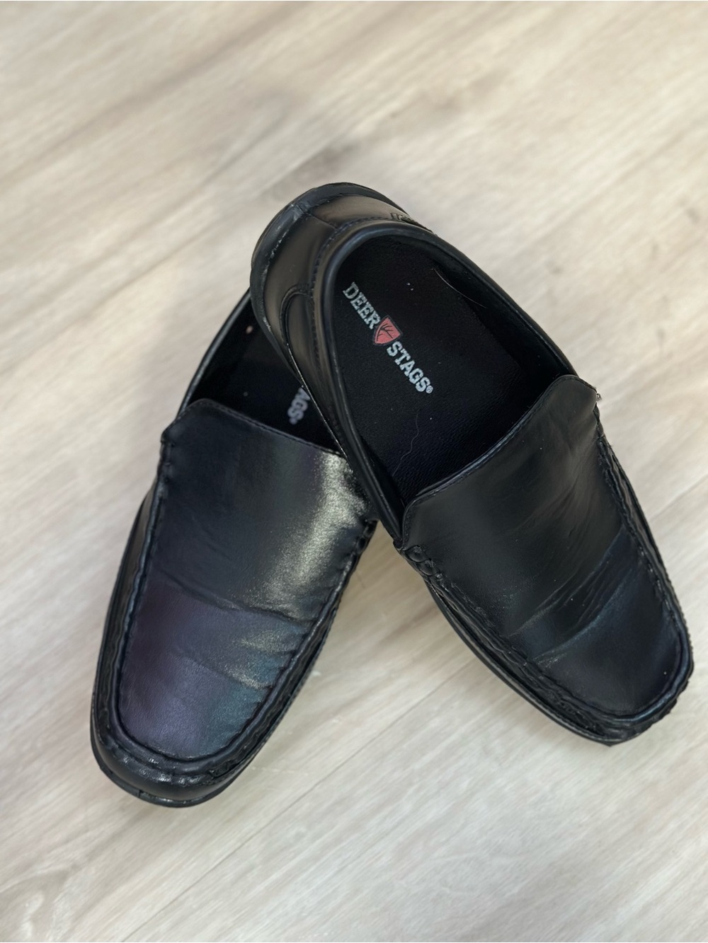 Deer Stags Booster Boys Size 6M Black Dress Loafers Slip On School Shoes